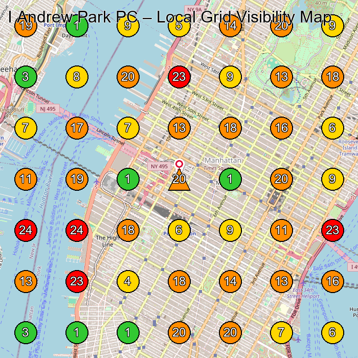 I Andrew Park PC Legal Services GeoGrid ranking map for New York NY